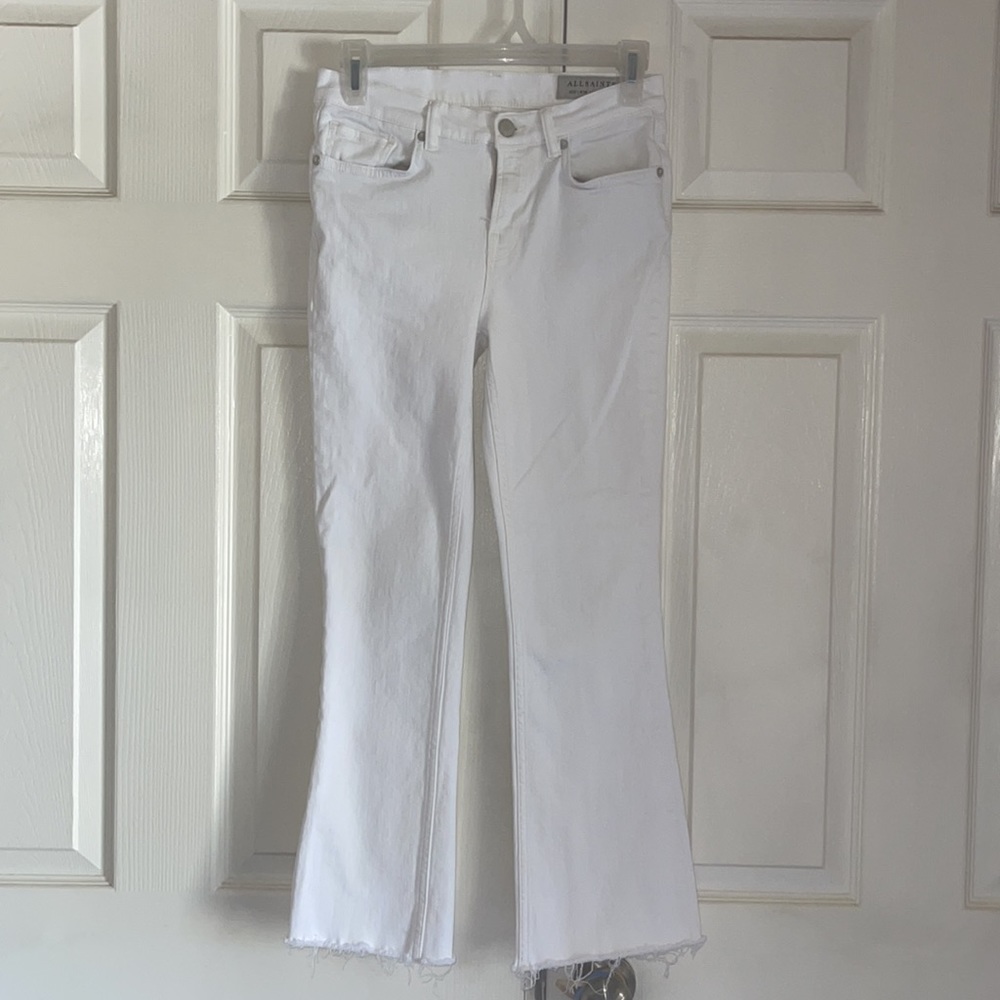 All Saints White Zoe Cropped Bootcut Jeans - Picture 2 of 5